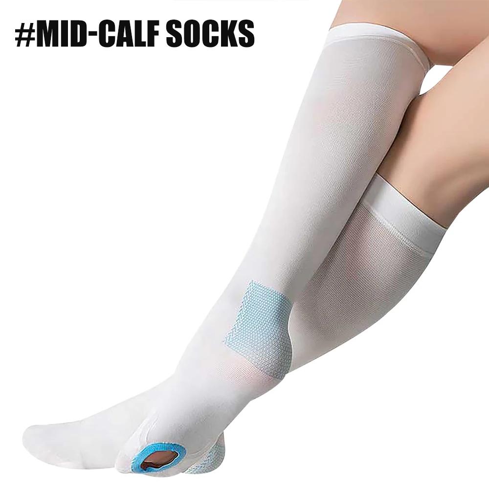 1Pair Anti Embolism Stockings,15-21 Mmhg,Ted Hose White Compression Socks,Knee High Medical Compression Socks For Swelling