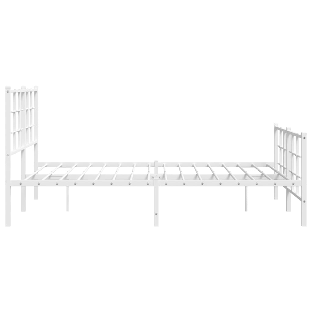 Vidaxl Metal Bed Frame with Headboard and Footboard, White, 140X190 Cm