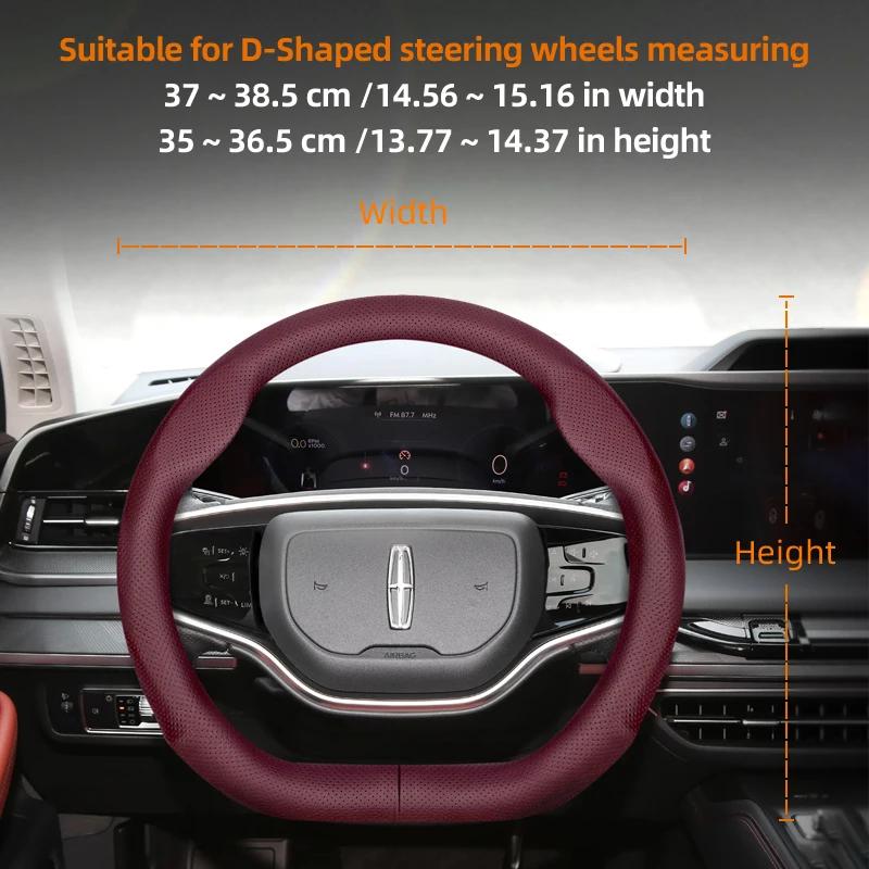For Lincoln Z MKZ MKT MKC MKX MKS Navigator Aviator Nautilus Corsair Continental Leather Breathable Car Steering Wheel Cover