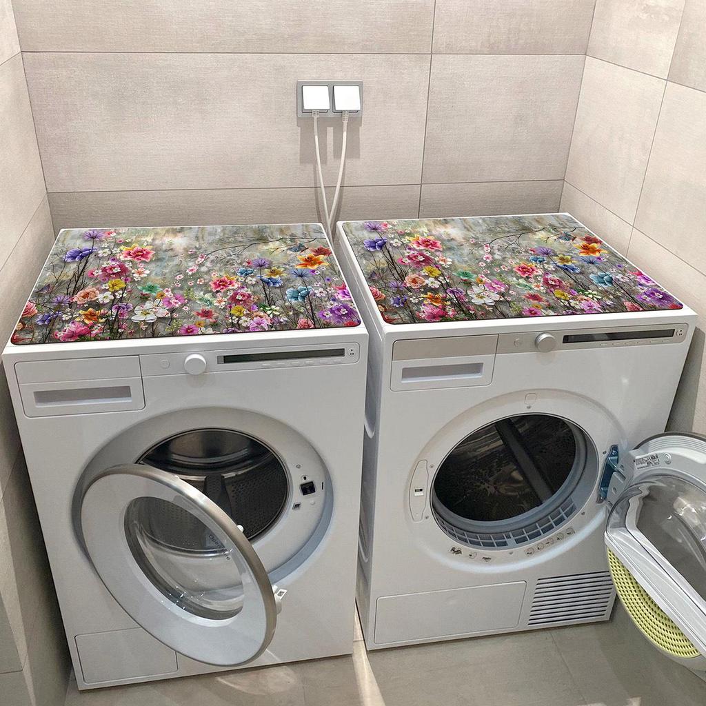 Bunte florale staubdichte Matte für Waschmaschine - Rutschfest, pflegeleicht und sonnenbeständig.
