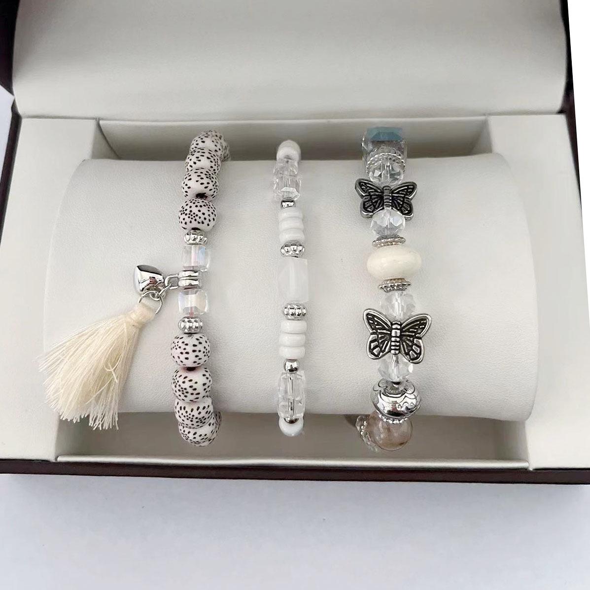Богемный многослойный браслет с кисточкой-бабочкой и кристальными бусинами для женщин