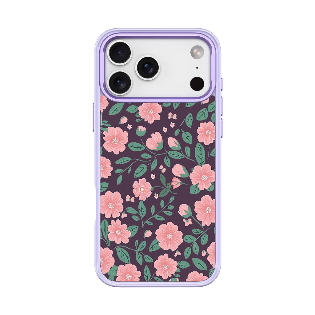 Applicable To Apple 17pro Mobile Phone Case, Advanced Sense 16 Replaceable Back Plate 15promax Magnetic Mobile Phone Case, Green Pink Flower.