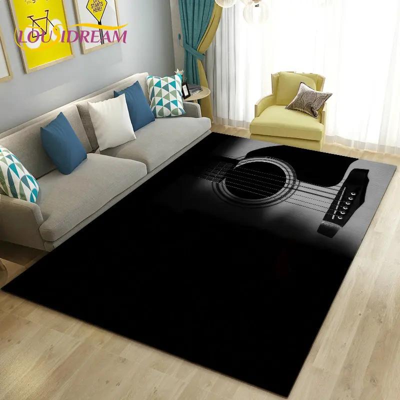 Classical Guitar Electric Guitar Area Rug Large,Carpet Rug for Living Room Bedroom Sofa Doormat Decoration, Non-slip Floor Mat