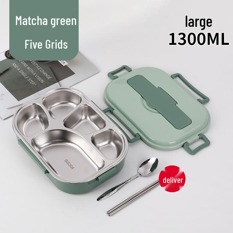 Fiambrera Bento Portátil de Acero Inoxidable 304 con Separadores – Gran Capacidad, Diseño de Hebilla Cuadrada, Estilo Nórdico para Estudiantes