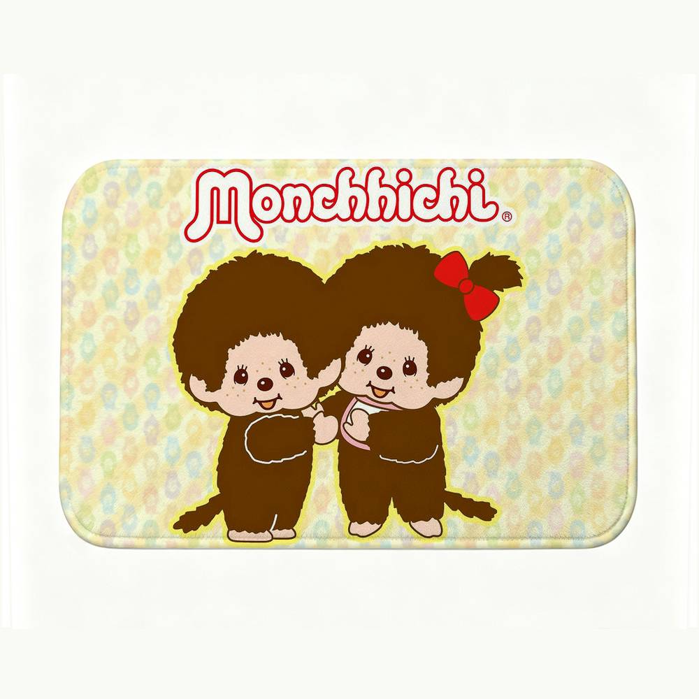 So Cute M-MonchhichiS Cartoon Short Plush Rug Carpet mat Machine Washable Soft Comfortable Anti‑Slip Floor Mat Home Decor