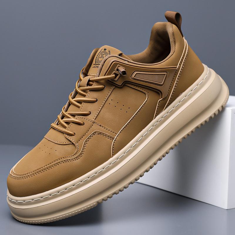 New autumn British retro casual leather platform heightening non-slip sports shoes