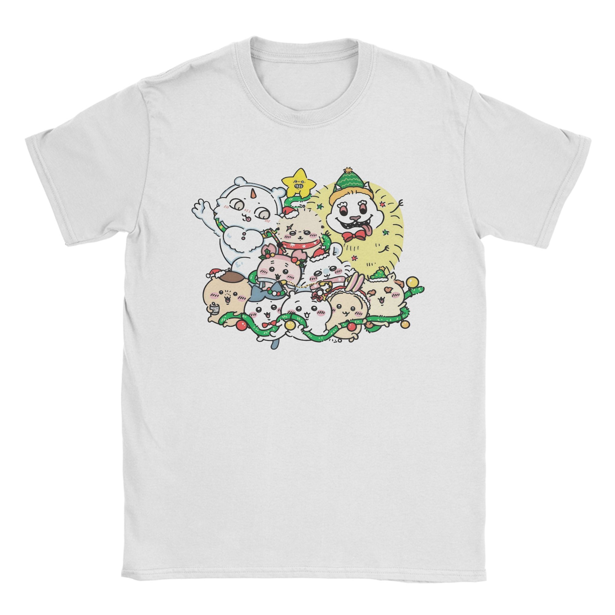 Men Women Chiikawa Usagi Hachiware Merry Christmas T Shirt Cotton Clothes Short Sleeve O Neck Tees Birthday Gift TShirts L