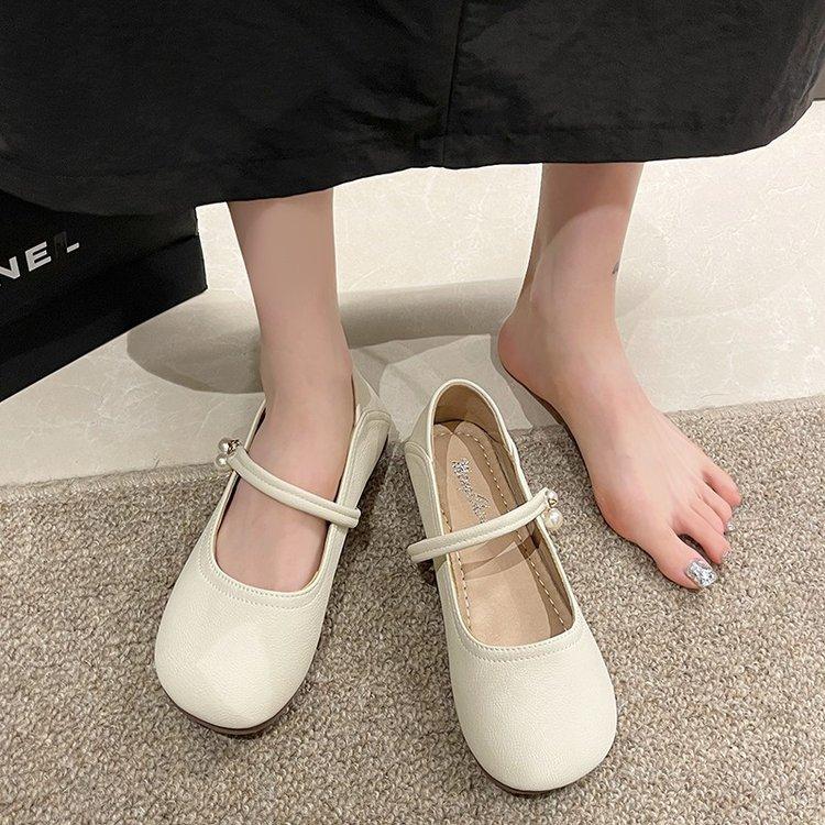 Mary Jane Shoes Girl 2025 New Flat-bottomed Soft-soled Soft Leather Single Shoes Summer and Autumn with Skirts Fairy Gentle Small Leather Shoes