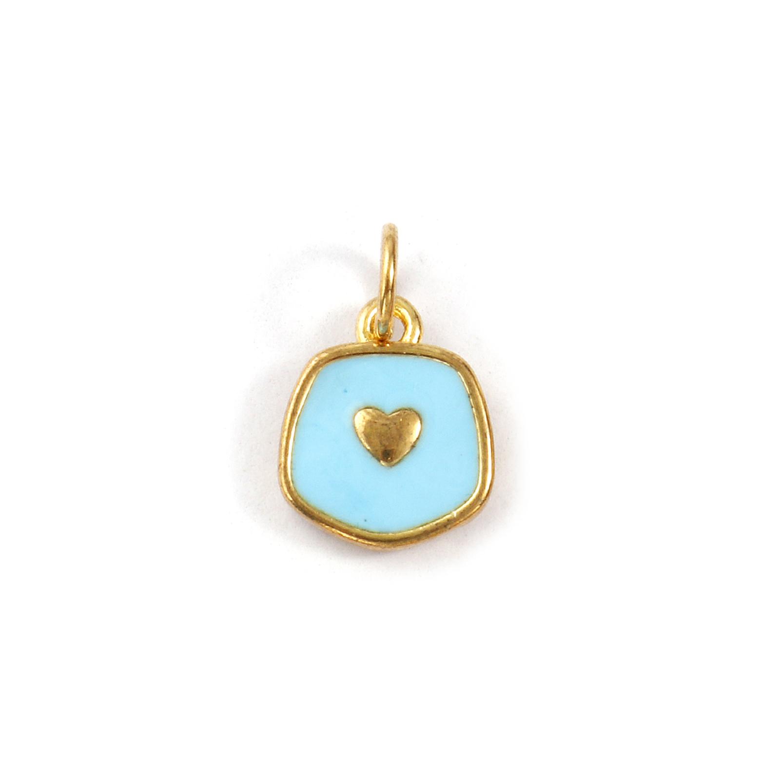 

5 PCs Brass Valentine s Day Charms 18K Gold Plated Enamel Pentagon Heart Pendants For DIY Necklace Jewelry Making 15mm x 9mm синий