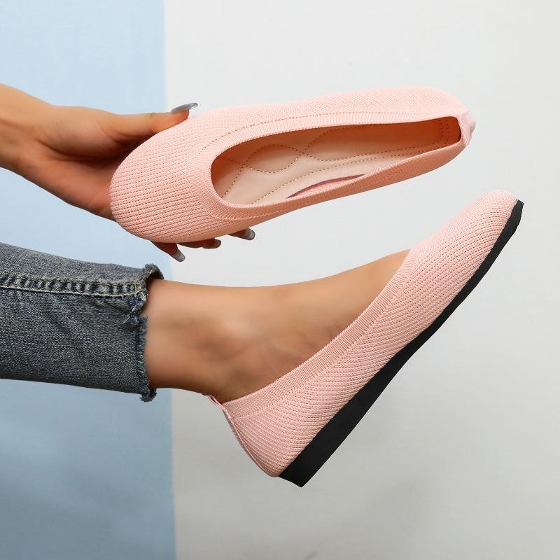 Wish Large Size Round Head Flat Bottom Lazy Single Shoes Women's Flying Weaving Breathable Flat Heel Shallow Mouth eBay