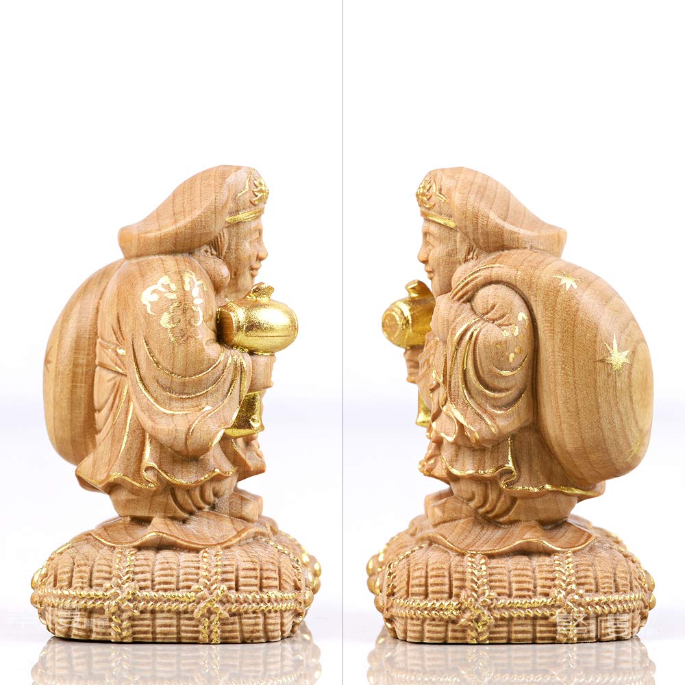 Hanro Art Sculpture Buddha Statue, Daikokuten, One of the Seven Lucky Gods, Brings Good Fortune (6cm high x 3.5cm wide x 3cm deep), Promotes Business