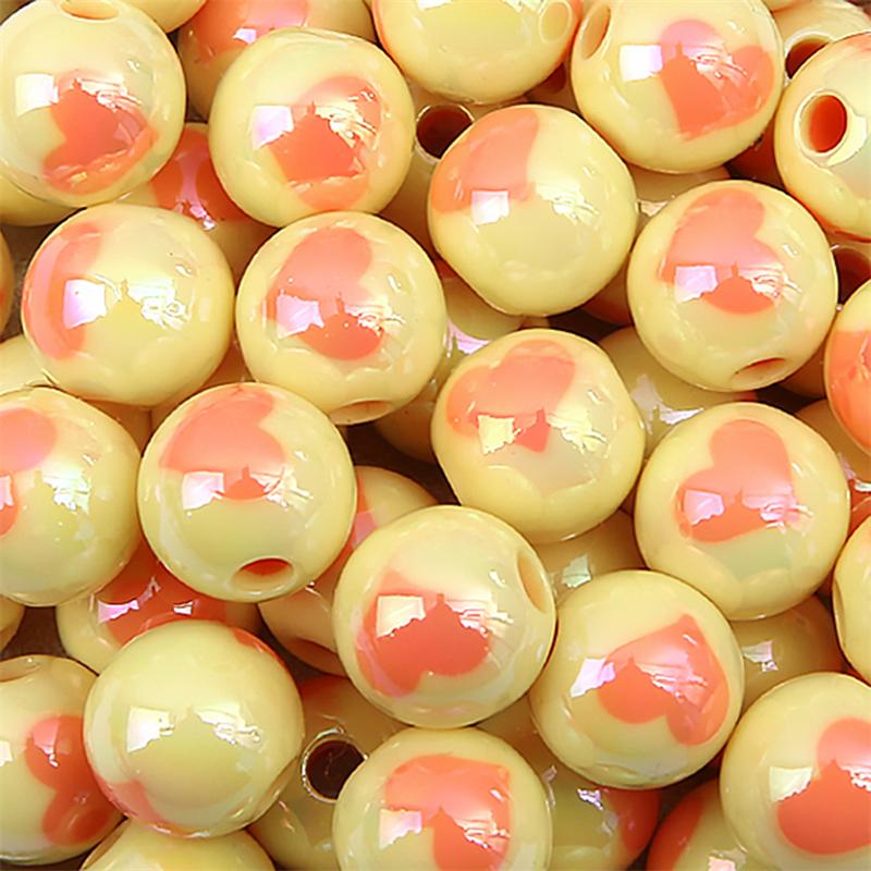Крем-шарики Love с покрытием, разноцветные акриловые бусины россыпью для DIY-украшений 500 г 16mm 200pcs жёлтый