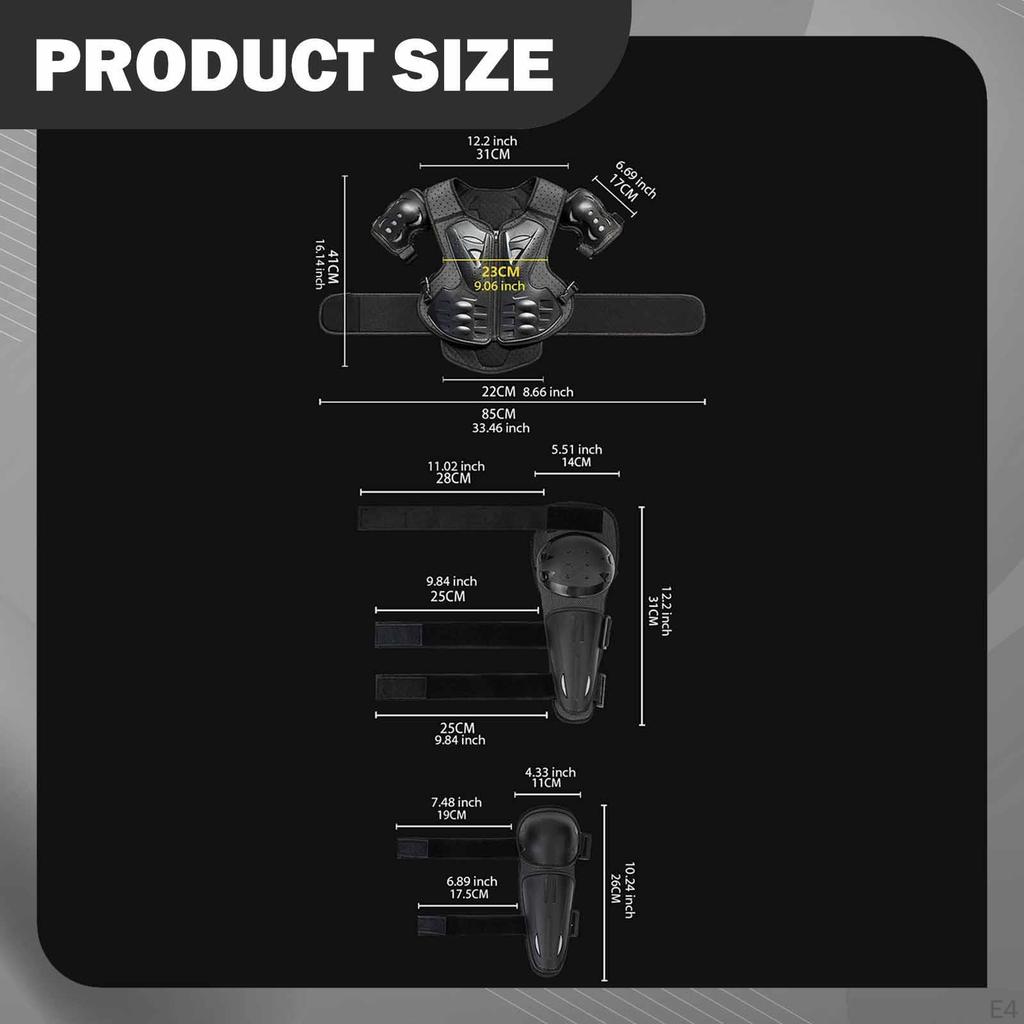 Kids Motorcycle Suit Chest Protector Guard Knee Eblow Pads Dirts Bike Gear for Skateboarding