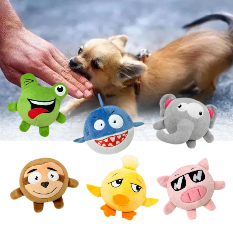 Style Shark Bouncy Dog Ball Plush Pet Chew Toy Double Layer Cartoon Puppy Play