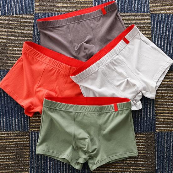 Yousheng Men Boxer Underwear Mid-rise Elastic Waistband U-Convex Shorts Briefs Soft Fabric Smooth Stitching Basic Panties