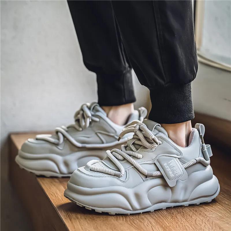 Mode Neue Lässige Herren-Sneakers Low Cut Atmungsaktiv Jugendlicher Campus-Stil Dicke Sohle Höhenerhöhend Laufschuhe Zapatos Para Hombres