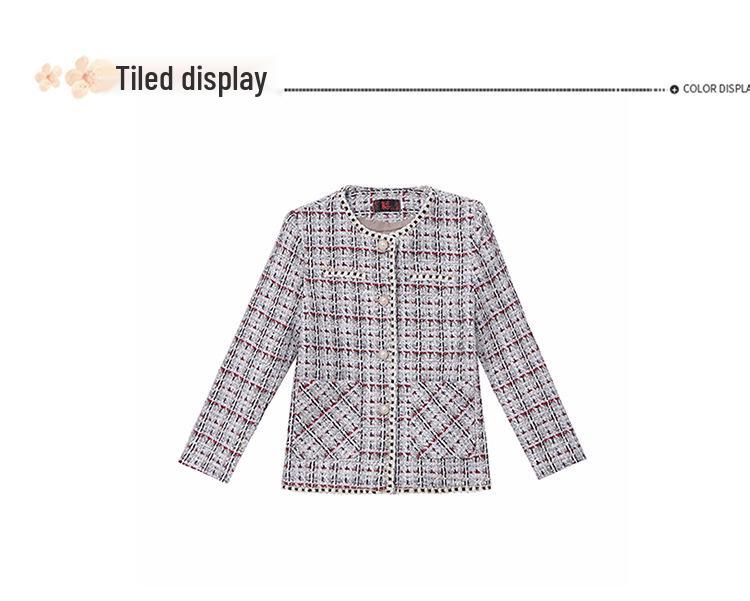 Mom's Chic Plaid Short Coat for Spring & Autumn - Fashionable Style for Middle-Aged & Elderly Women
