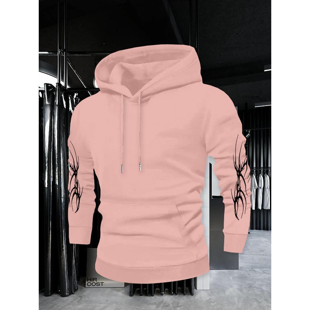 Autumn and Winter Men's Retro Style Fashion Designer Street Wear Printed Dark Gothic Hooded Sweatshirt, Suitable for Daily Street Fashion