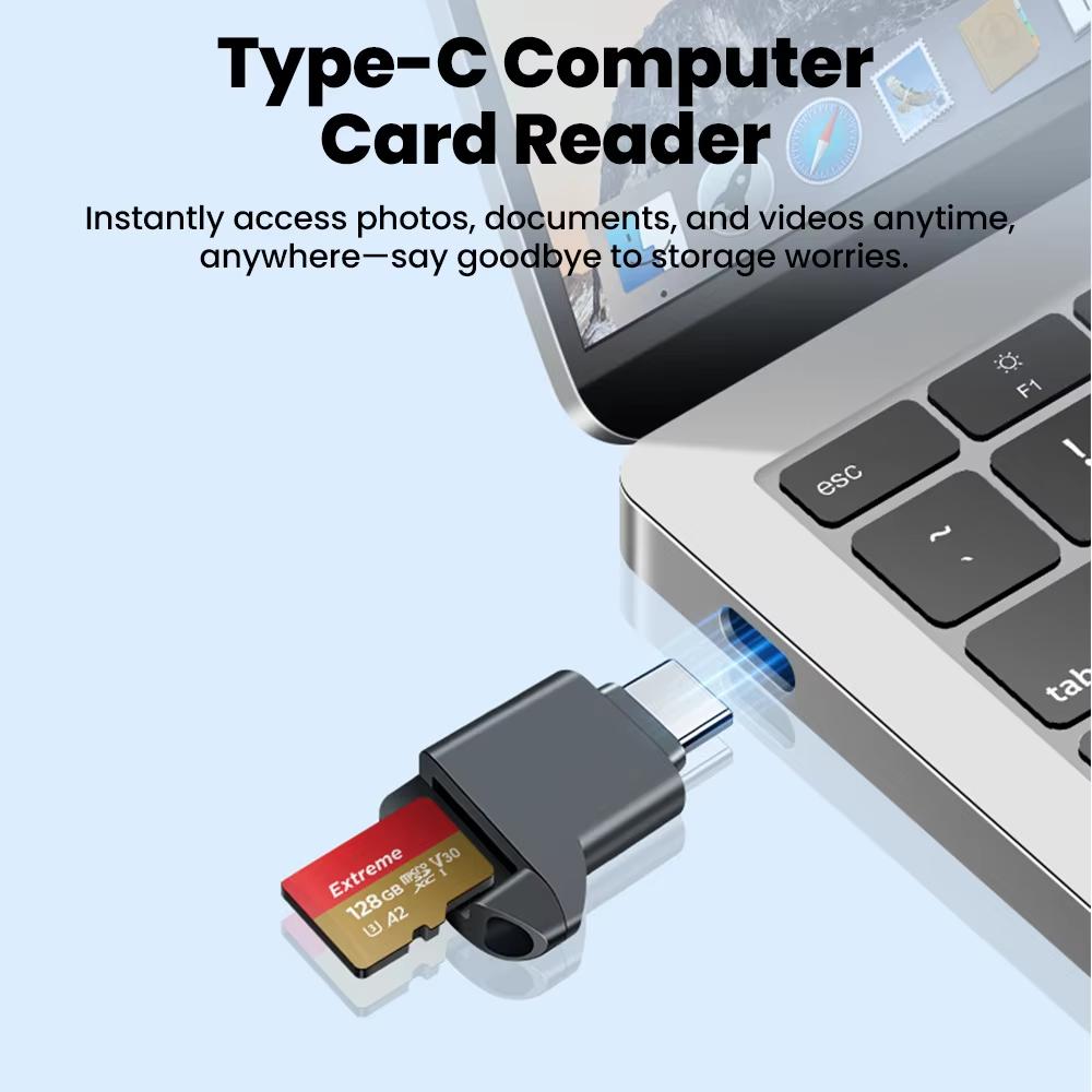 Type-C 2.0 TF Card Mini Reader External Storage Black Stretch for Memory Stick USB C 2.0 For Iphone 17 16 Mini TF Card Reader
