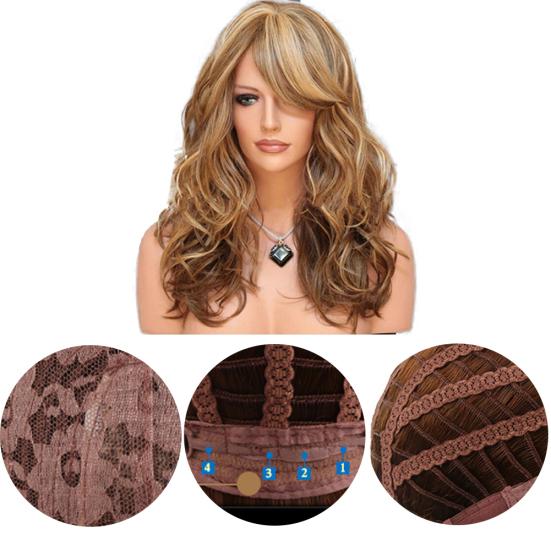 Women Sideswept Bangs Curly Long Full Party Hairpiece Wig Cosplay