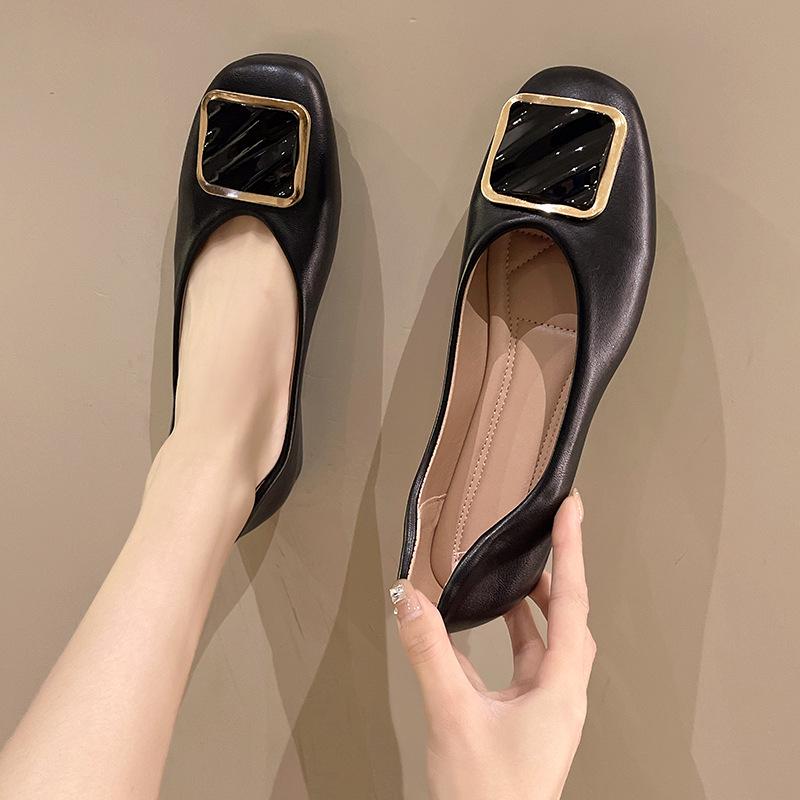 

Женские мягкие туфли-лодочки на плоской подошве Весна/Лето 2025: Повседневная, Универсальная, С неглубоким вырезом для работы 40 чёрный