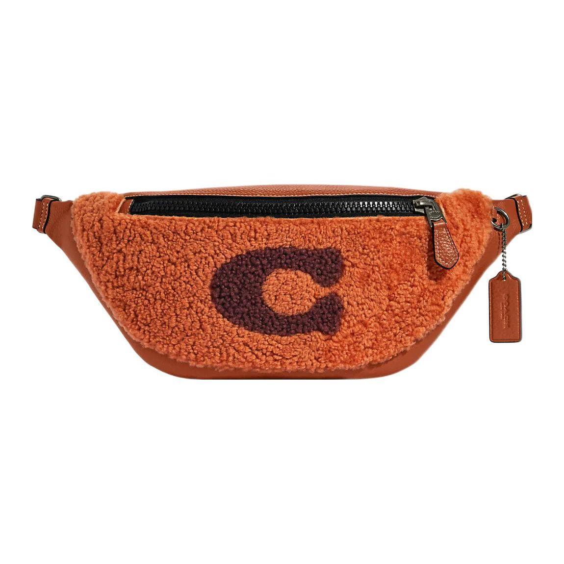 Coach Warren 33 Zipper Closure Cut Wool Blend Pebble Leather Waist Bag Large Women waist bag Ginger-Yellow CE438-QBGIN Basic Set BagDust Bag 15600₽