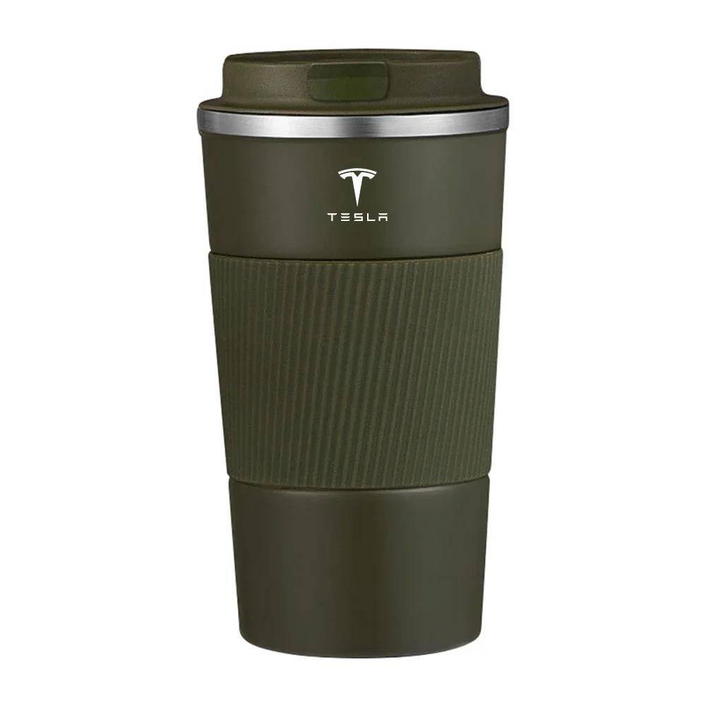 Car Sticker 2025 Hot 500ml Stainless Steel Coffee Tumbler Thermos Cup Portable Travel Thermal Mug For Tesla Roadster Model 3 Mod