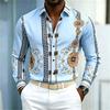 Luxury Ornate Patterned Long Sleeve Shirt, Stylish Formal-Casual Wear For Men