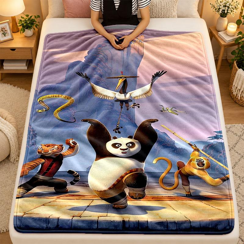 Flannel BlanketKung Fu Panda Warm Soft Throw Blanket for Indoor Sofa Bed Living Room Use