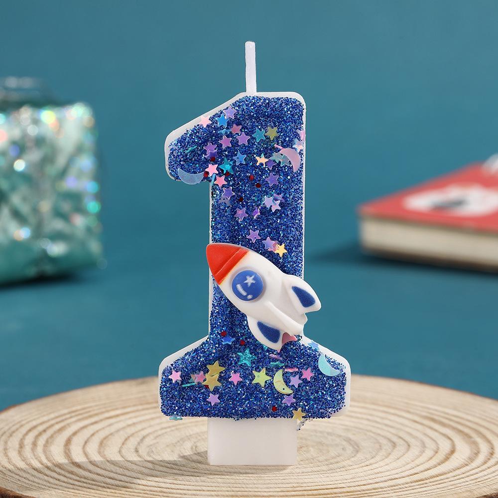 Children's Rocket Birthday Candle Numbers 0-9 - DIY Cake Decorations