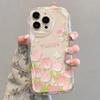 Pink Oil Painting Tulip iPhone17Promax Mobile Phone Case Transparent Application Apple 16promax Cream Case