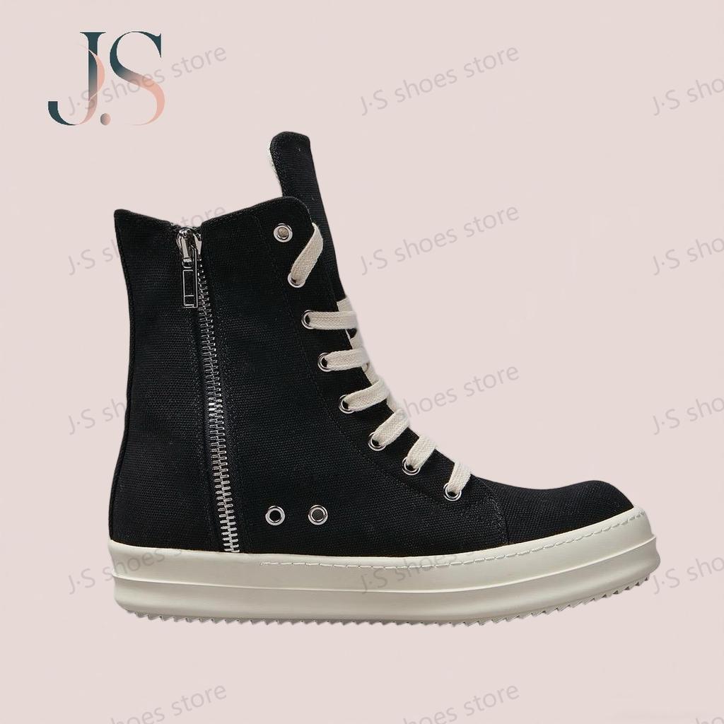 R-o Retro Black Canvas Boots Men Casual Shoes Women Sneaker Classic Design High Top Shoe Lace Up Zipper Ankle Boot Sneakers