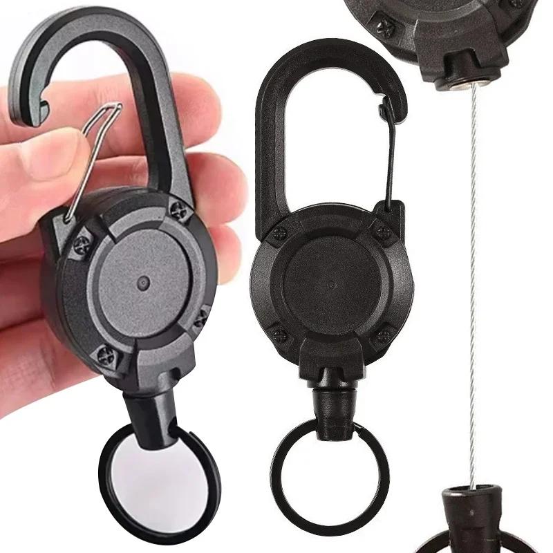Automatic Retractable Wire Rope Luya Anti-theft Tactical Keychain Telescopic Belt Keyring Outdoor Carabiner Hook Backpack Buckle