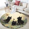 Black Cat Round Area Rug,Carpet Rug for Living Room Bedroom Sofa Playroom Decor,Non-slip Floor Mat
