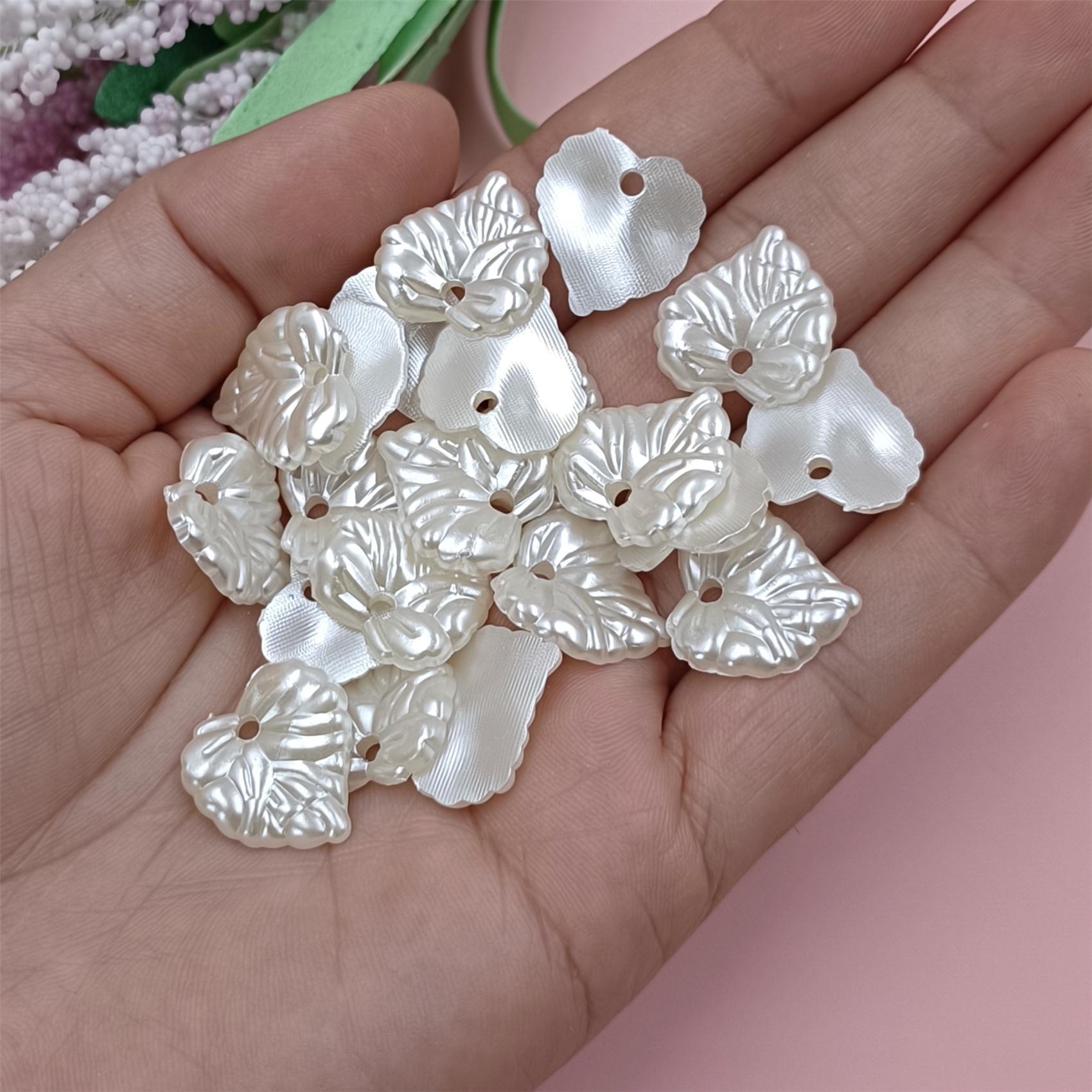

100 шт. DIY листообразные аксессуары для одежды, ювелирные изделия ручной работы, свободные бусины из АБС-пластика, жемчужные бусины, белые украшения для волос Style 2