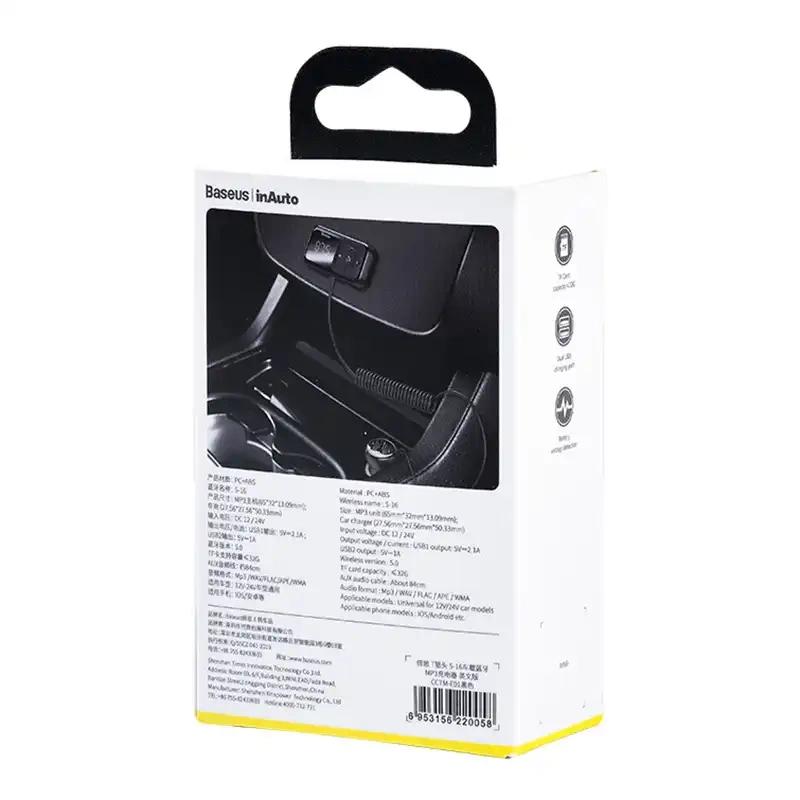 Transmiter Samochodowy + Ładowarka Baseus Bluetooth Mp3 S-16 (Czarny)