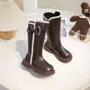 School Shoes for Girls Boots   Autumn Kids Princess Leather Boots with Cute Bow Soft Sole Simple Christmas Party Boots