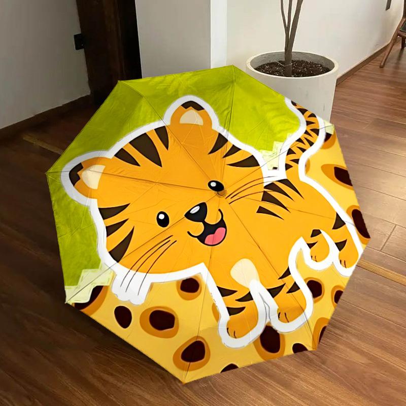 

1pc Tiger Print Automatic Open/Close Umbrella, Halloween & Gifts - Ideal for Daily, Formal, Party Use, Durable Canopy yy251011022
