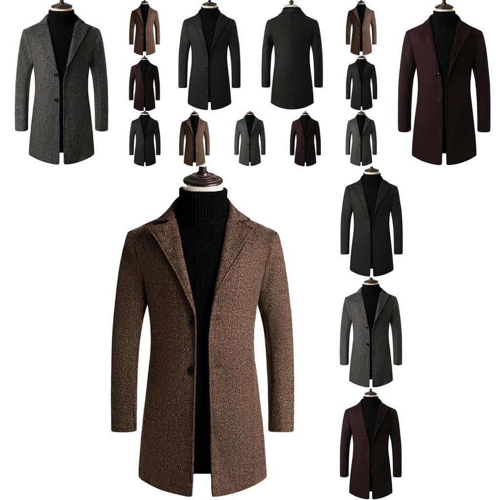 Stilvoller Herren Slim Trenchcoat mit langem einreihigem Design und Reversjacke