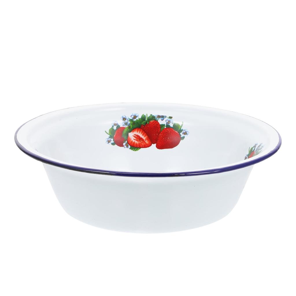 Kitchen Tableware Retro Enamel Deep Basin Bowl Durable Mixing Container Large Capacity Kitchen Utensil Serving Soup Bowl