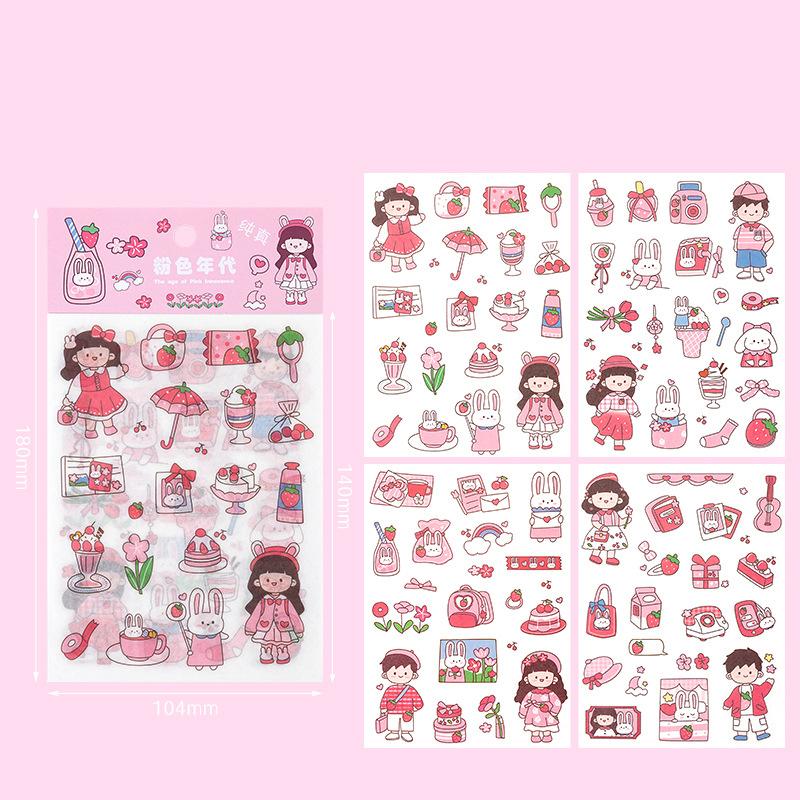 4 Sheets/Set Washi Paper Sticker Kawaii Scrapbooking Daily Material Planner Stickers for Student Kids DIY Decoration