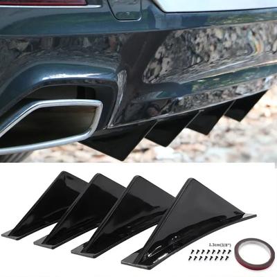 Nové 4ks Univerzální Auto Červená Černá Vzor Karbonových Vláken Upravená Žraločí Ploutev Zadní Spoiler Lip Difuzor Zadního Nárazníku Anti-kolize
