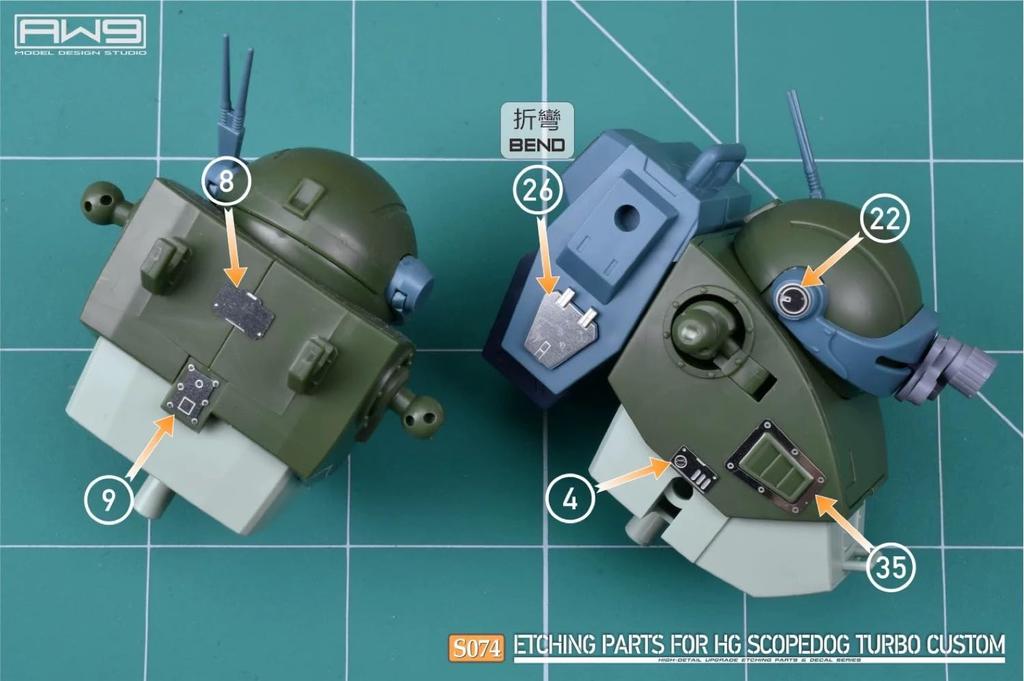 HG Armored Trooper Votoms Scope Dog Turbo Custom Modification Detail Up High Quality Metal Parts with Water Transfer Decals