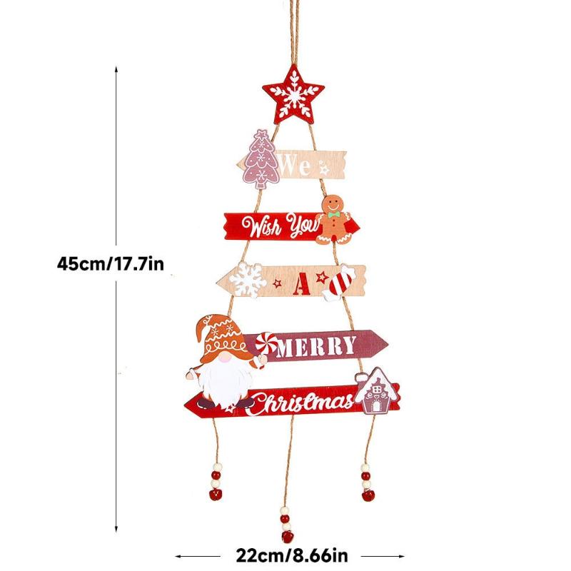 Xmas Tree Hanging Decoration, Wood Crafted, Christmas Ornaments, Fun Party Scene Props, Festive Gift