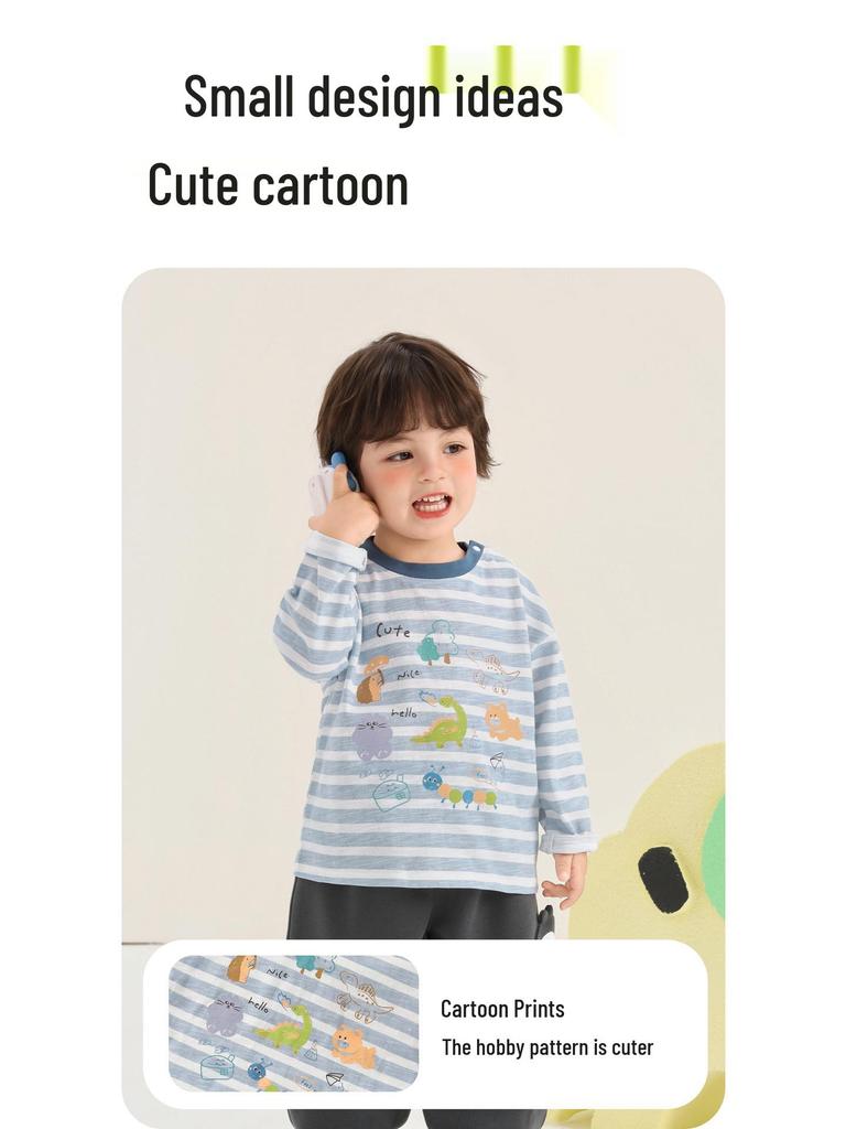 Kaka Panda Kids' Long-Sleeve Base Layer T-Shirt - Spring/Fall Trendy Wear