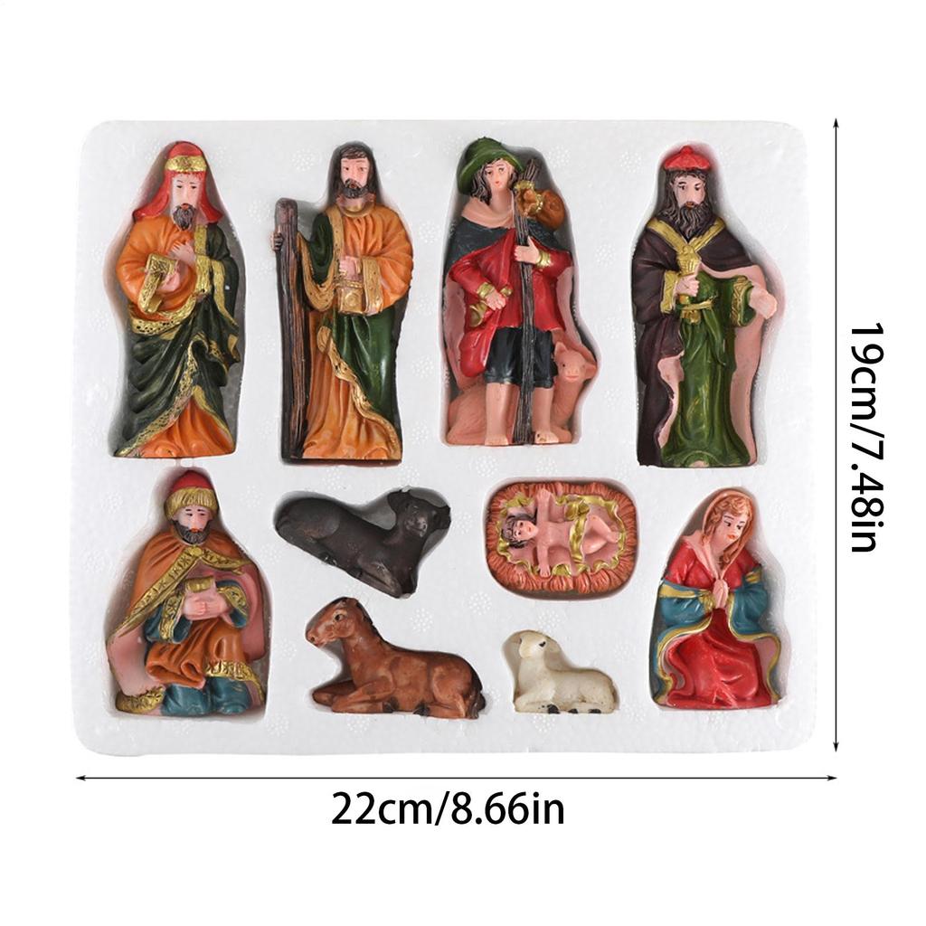10 Pcs Christmas Nativity Set Ornaments Nativity Scene Craft Ornaments Miniature Religious Resin Nativity Jesus Figures set