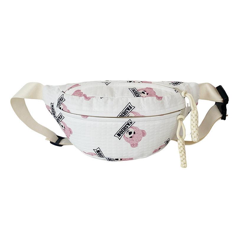 Trendy Nylon Bear Print Chest Bag For Casual Wear With Stylish Fresh Sweet Design