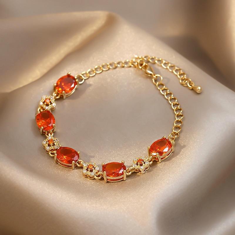Real gold electroplating Korea Dongdaemun fashion new personality trendy zircon exquisite bracelet Internet celebrity temperament design jewelry