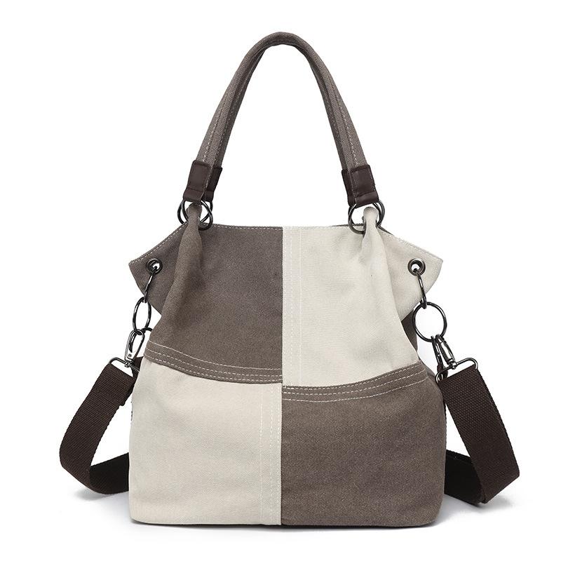 Tote Women's Bag New Canvas Retro Shoulder Bag Simple and Fashionable Versatile Women's Commuter Bag Large-capacity Messenger Bag