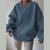 Damen Oversize Sweatshirt mit O-Ausschnitt Herbst Winter Mode Locker Einfarbig Hoodie Vielseitiger Causal Langarm Pullover